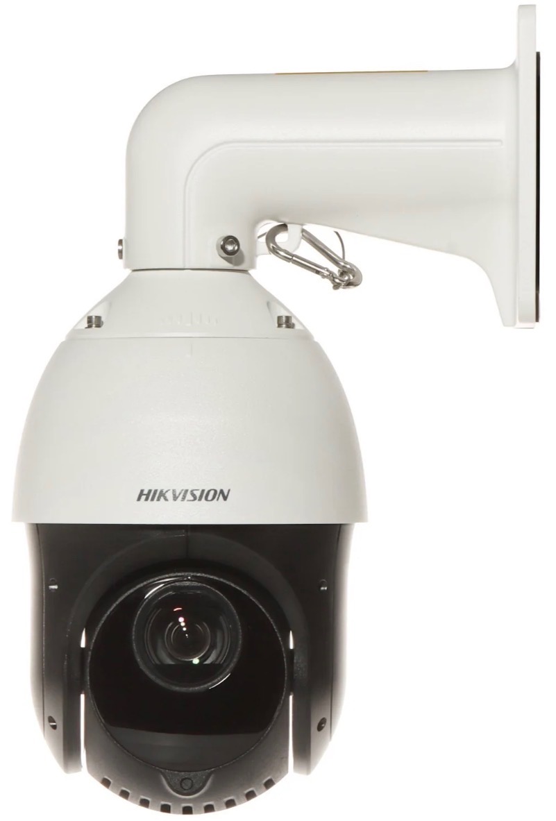 Commercial security camera installed on exterior wall