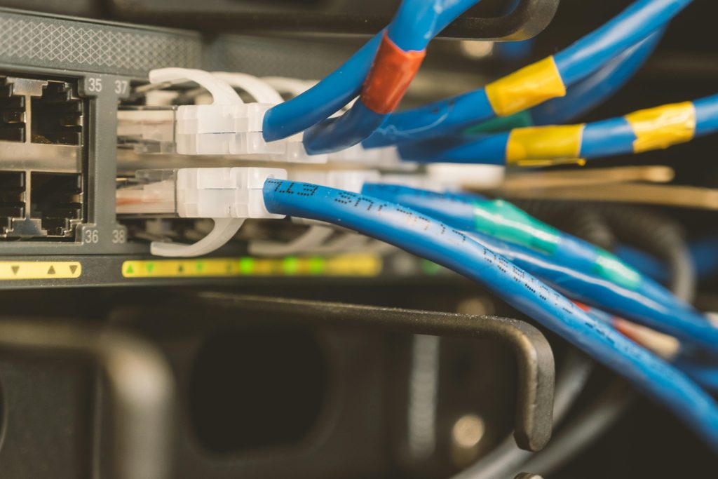 Low voltage network technician at work on site